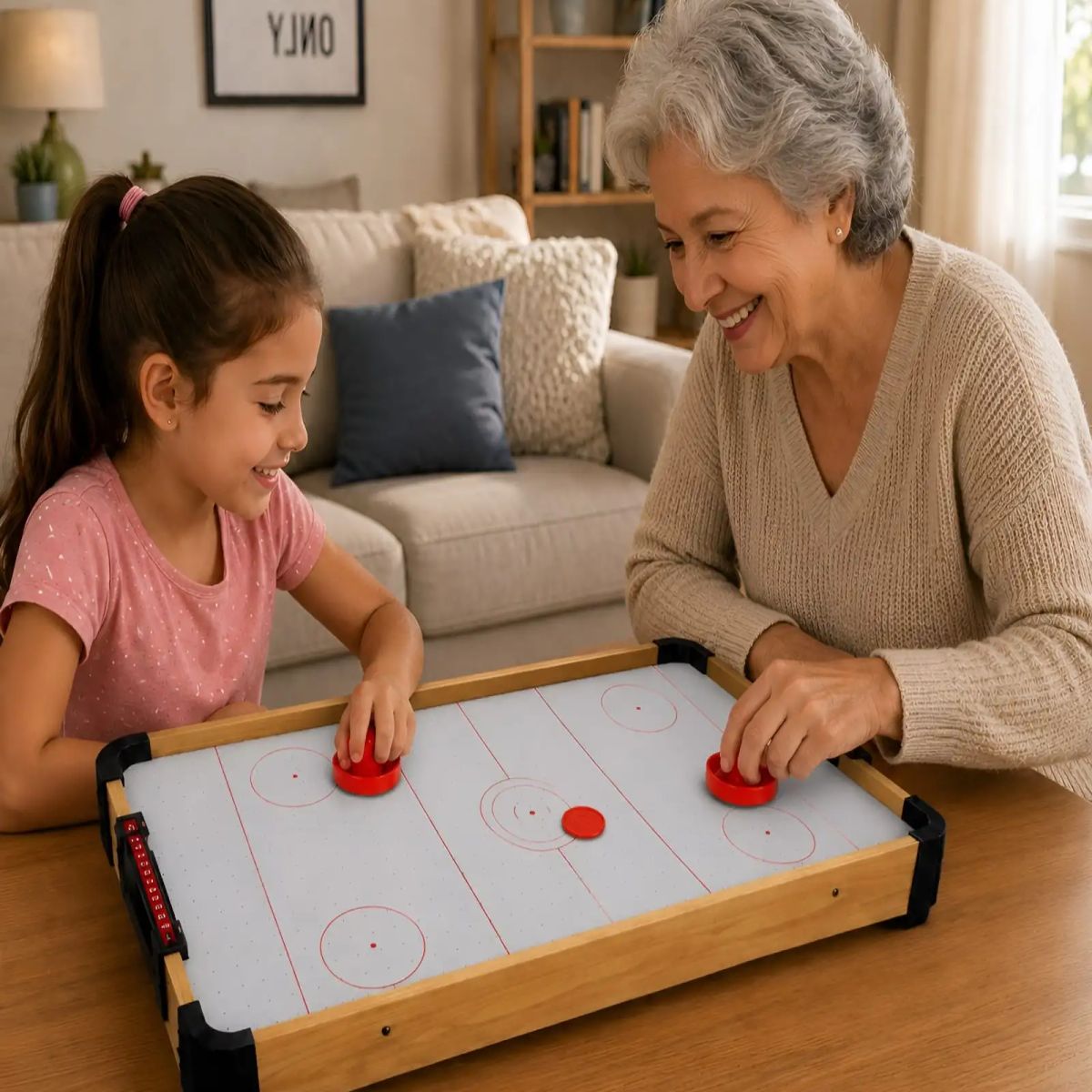 GENERICO - Mesa de Hockey de Aire Mini Air Hockey de Madera Juego Infantil