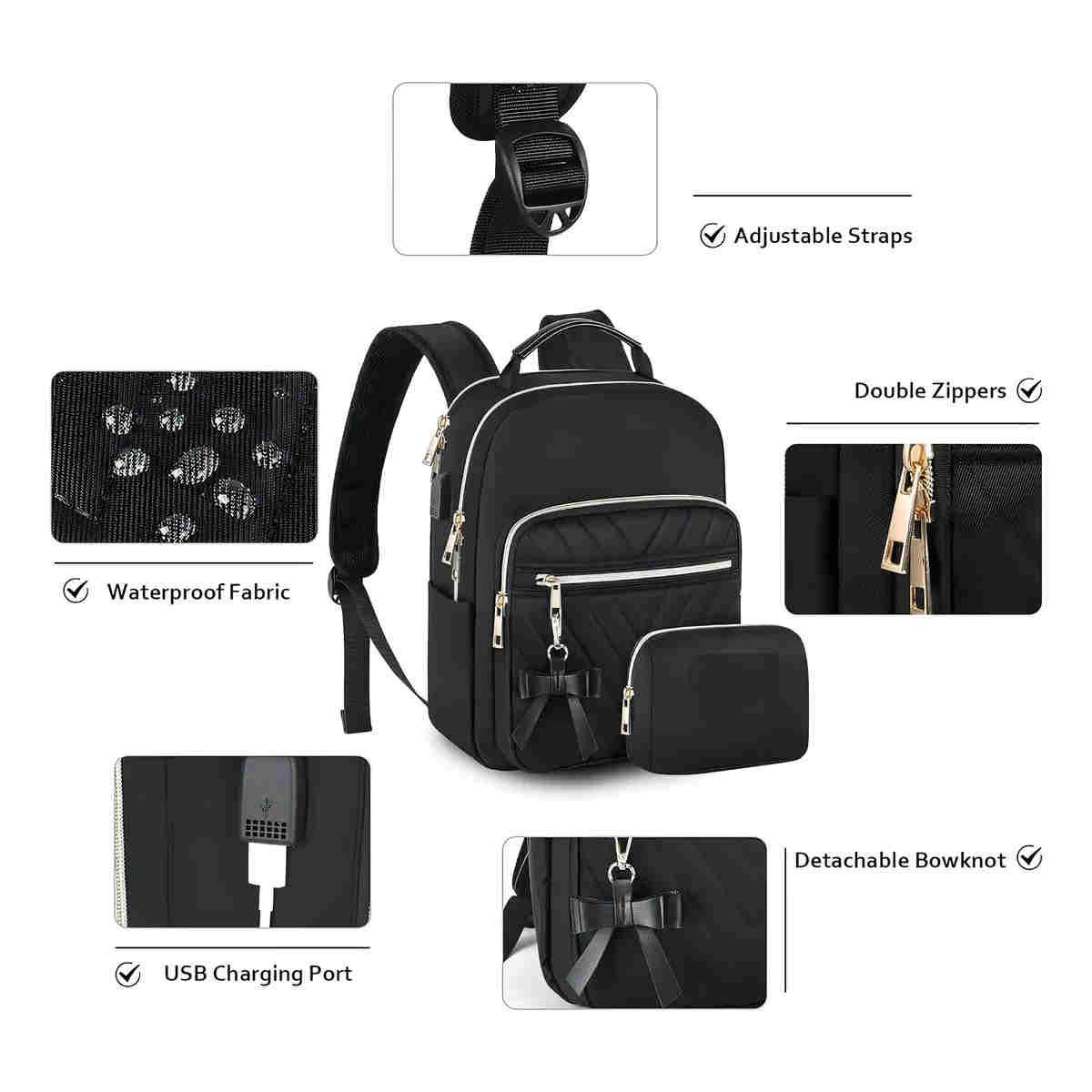 GENERICO - Mochila De Mujer, Mochilas Dama, Mochila Escolar Negra, Mochila De Moda, Impermeable  BELUG