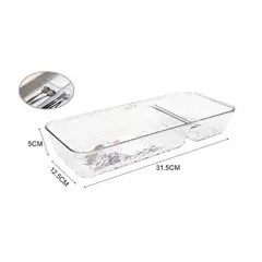 GENERICO - ORGANIZADOR CAJA ACRILICO CON DIVISION MULTIUSOS 31.5 x 12.5CM