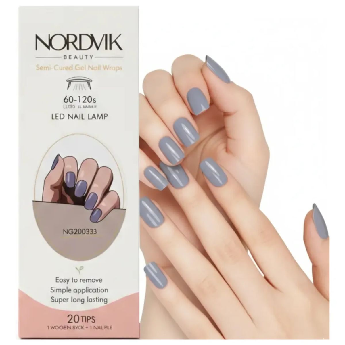GENERICO - Uñas Gel Semi Curado Sticker Lampara Uv Gris Violeta Nordvik