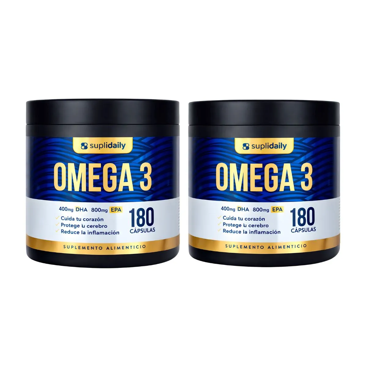 SUPLIDAILY - Omega 3 800 Epa 400 Dha 360 Cap Alta Pureza Pack X2