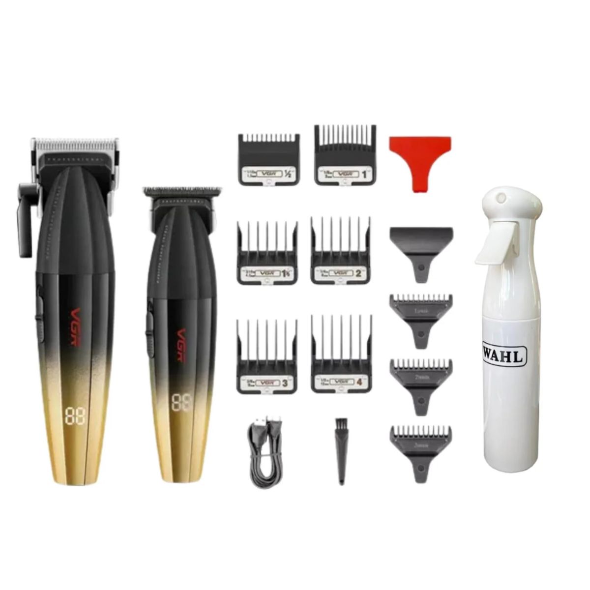 VGR VOYAGER - Barber Combo VGR Profesional Gold Clipper y Trimmer 9000RPM