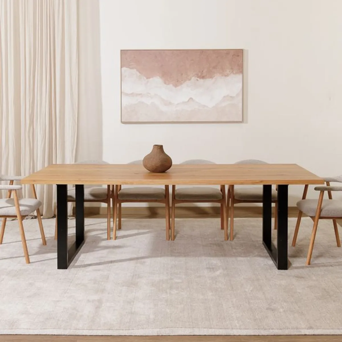 AMOBLE - Mesa de Comedor Rigi Amoble Natural Rectangular 240cm