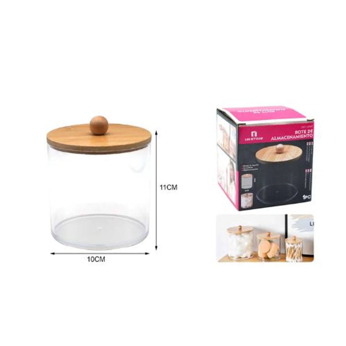 GENERICO - ORGANIZADOR CON TAPA DE BAMBU 11CM