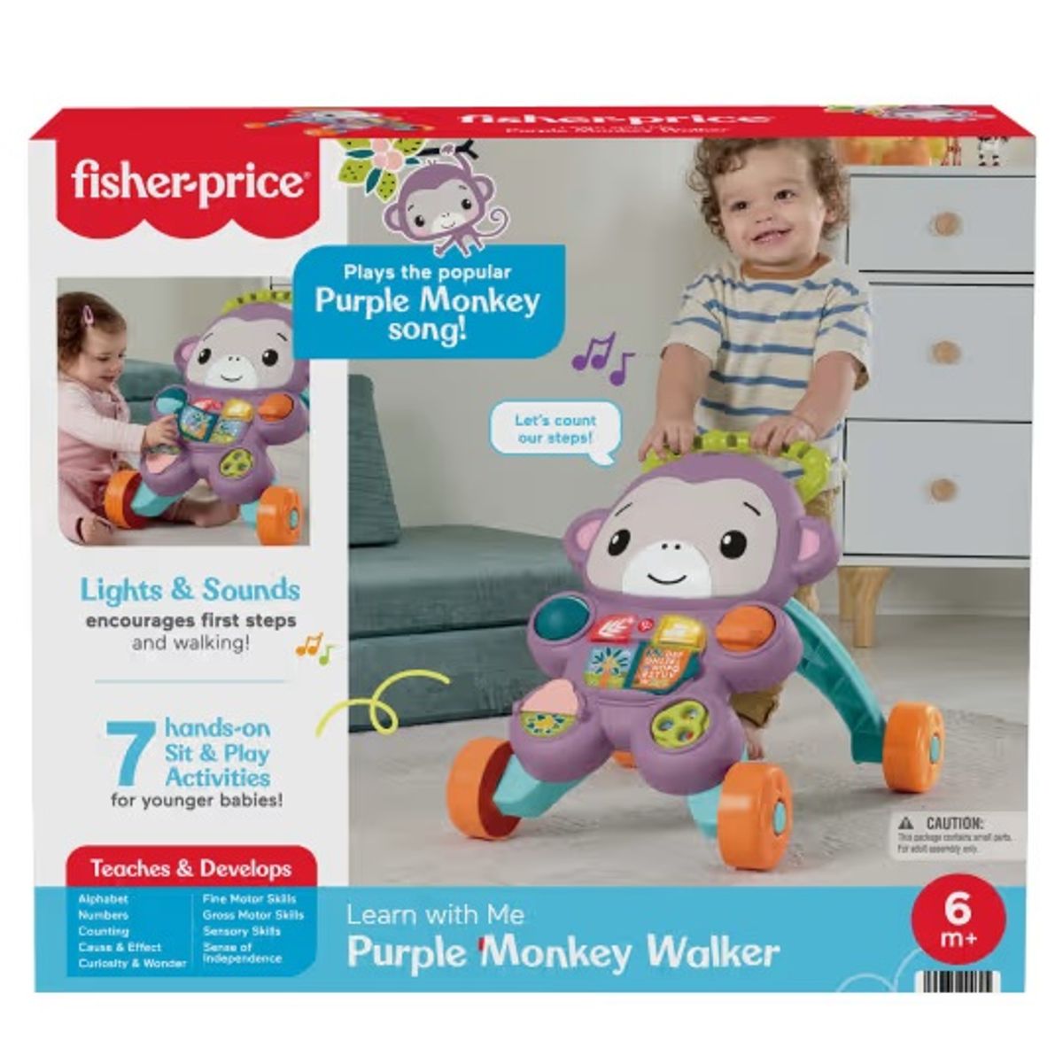 FISHER PRICE - Andadera Para Bebés Aprende Conmigo Amigo Mono Fisher-Price