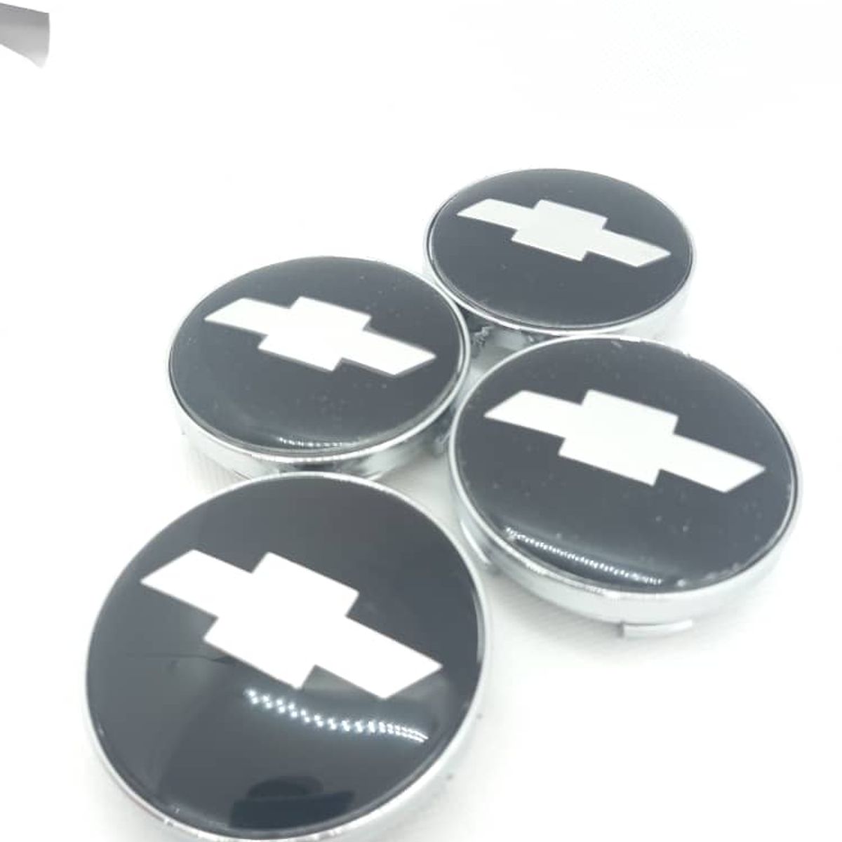 GENERICO - Set X4 Tapas centro de Llantas de autos 56mm universal chevrolet negro con plata