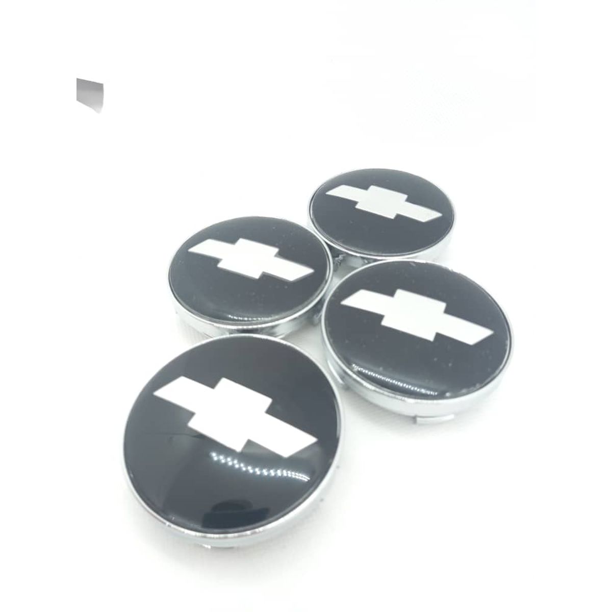 GENERICO - Set X4 Tapas centro de Llantas de autos 56mm universal chevrolet negro con plata
