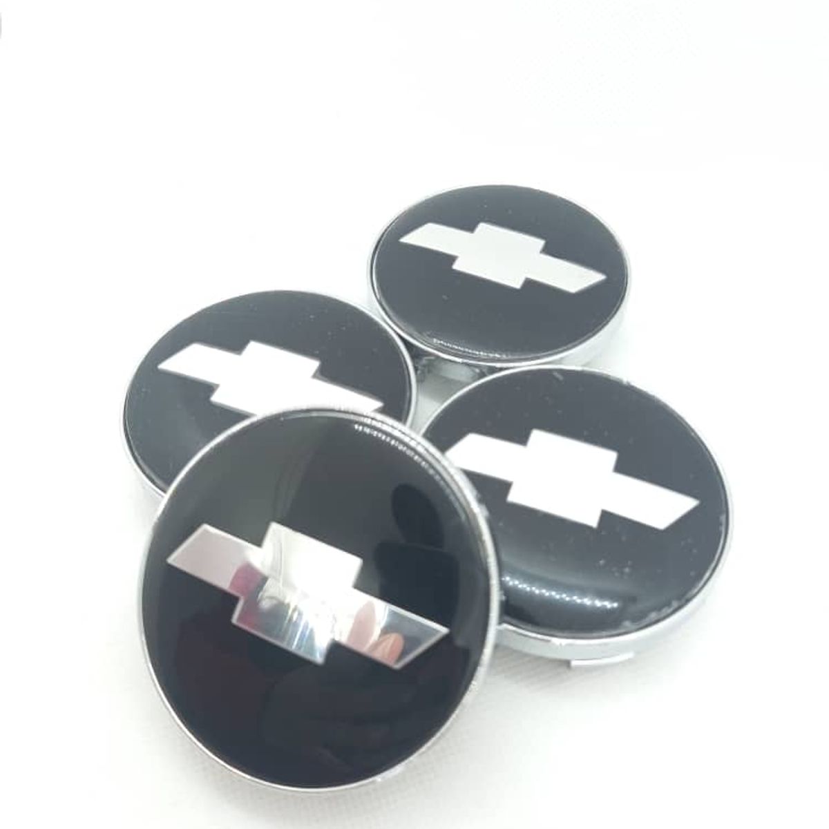 GENERICO - Set X4 Tapas centro de Llantas de autos 56mm universal chevrolet negro con plata