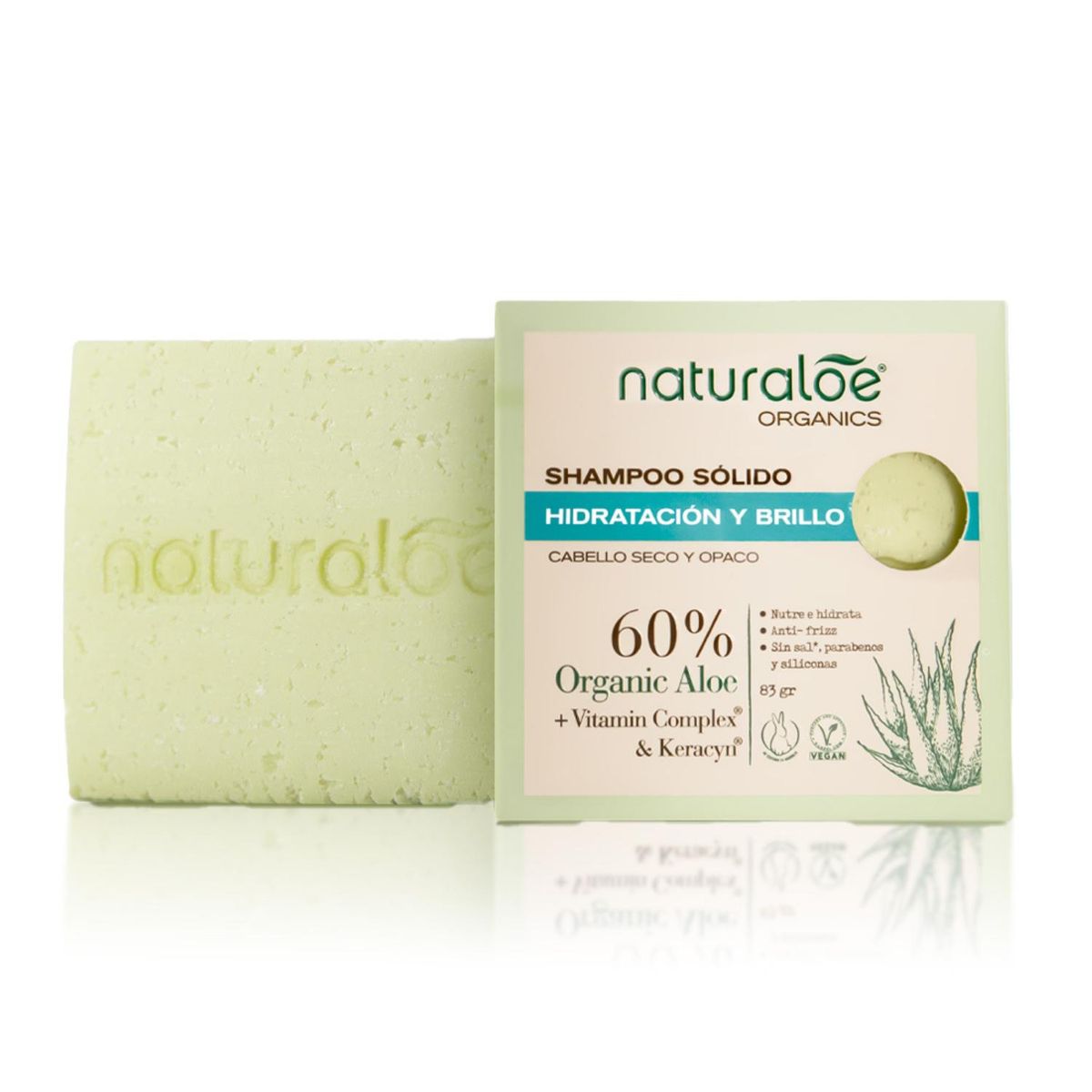 NATURALOE - Shampoo Sólido Naturaloe Hidratación y Brillo 83gr