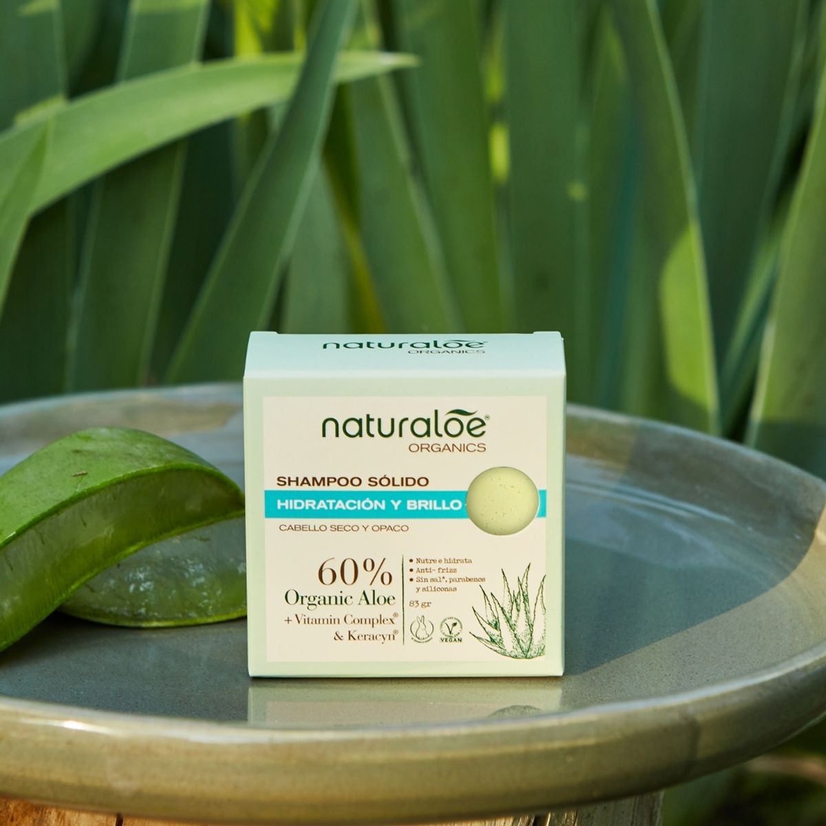 NATURALOE - Shampoo Sólido Naturaloe Hidratación y Brillo 83gr