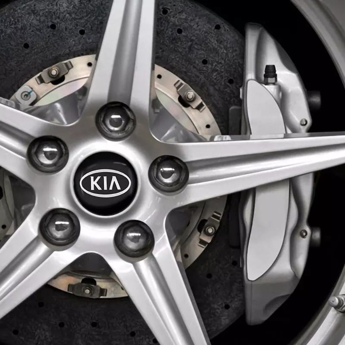 GENERICO - Set X4 Tapas centro de Llantas de autos 56mm universal kia negro con plata