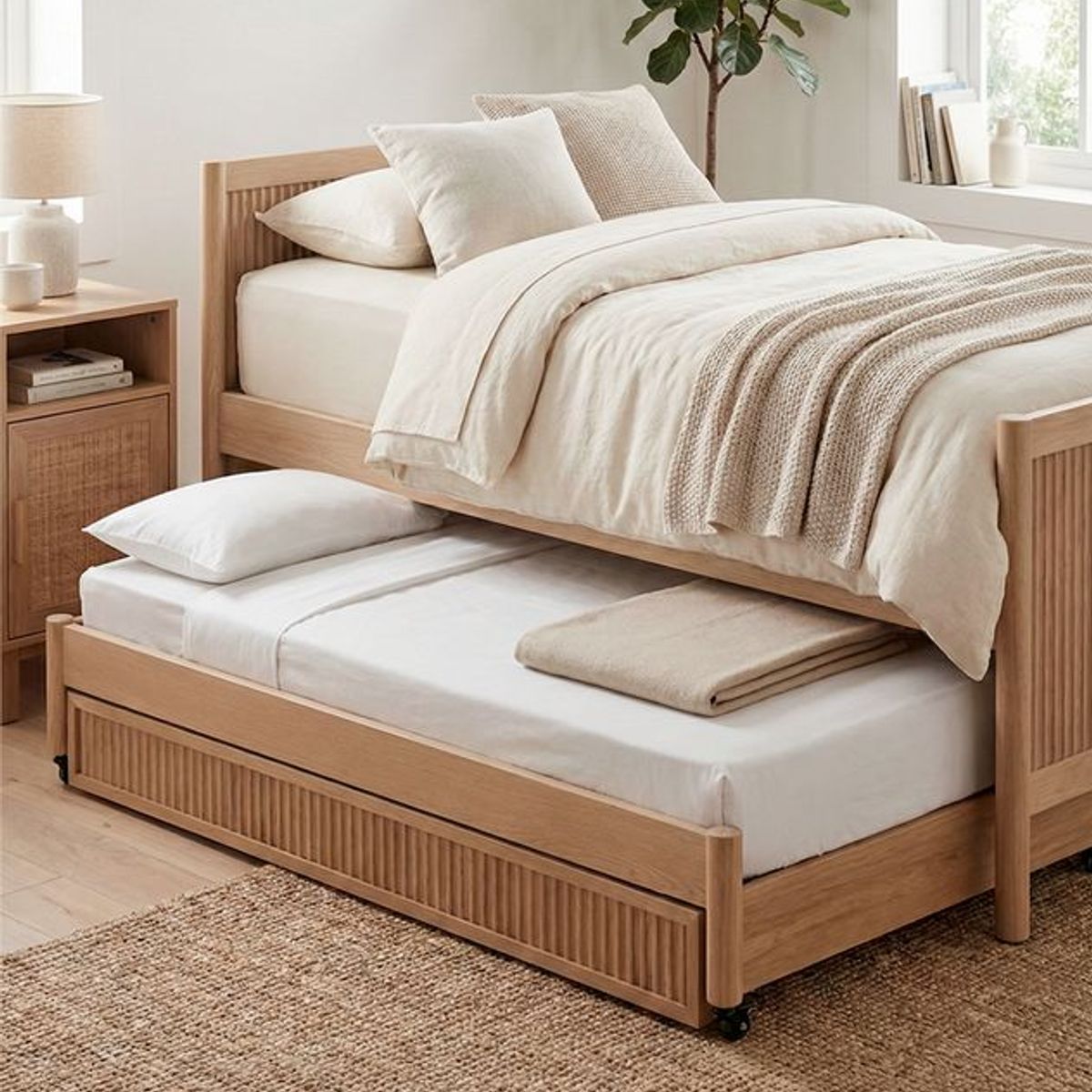 AMOBLE - Cama Nido Storage Leo Madera 2 Amoble Natural