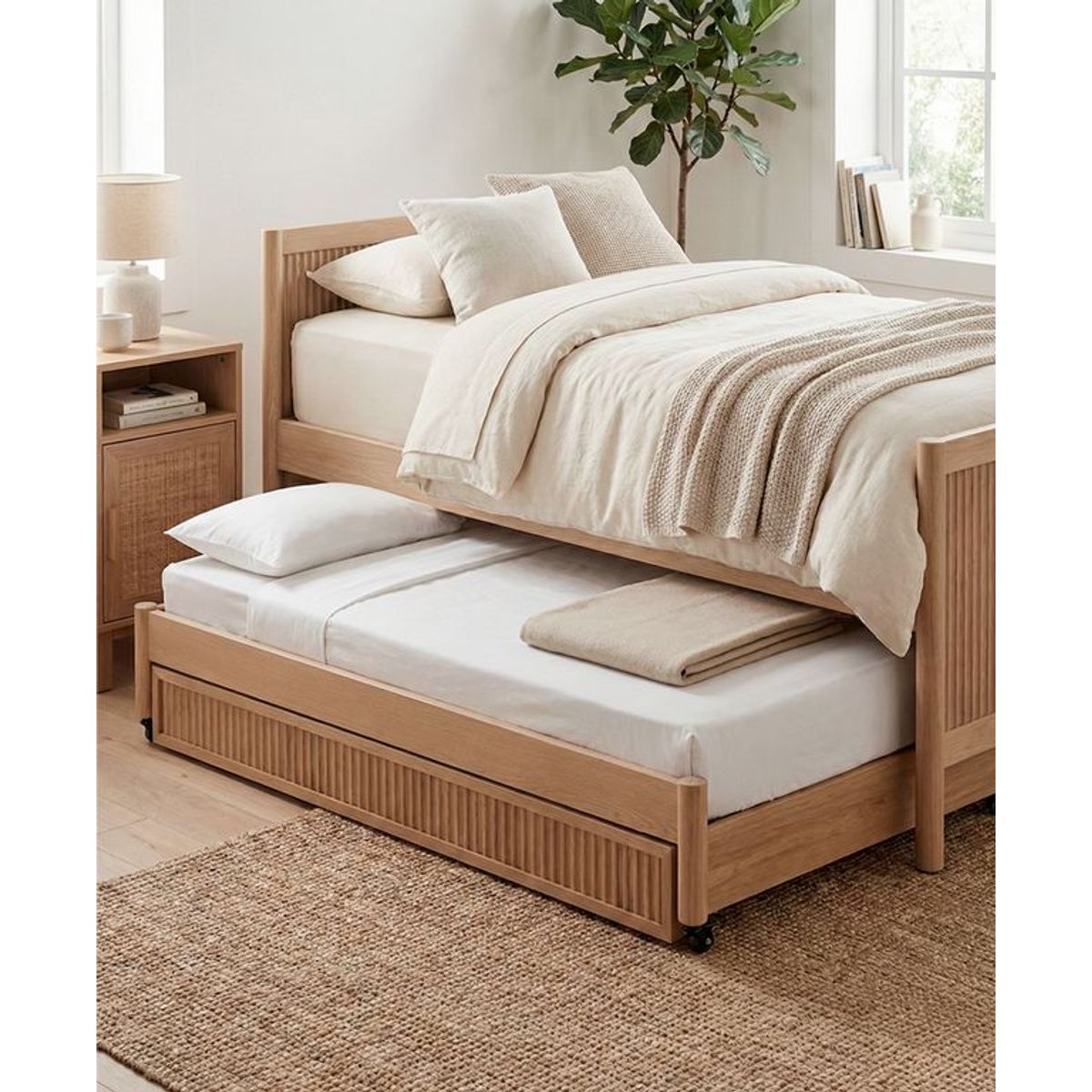 AMOBLE - Cama Nido Storage Leo Madera 2 Amoble Natural