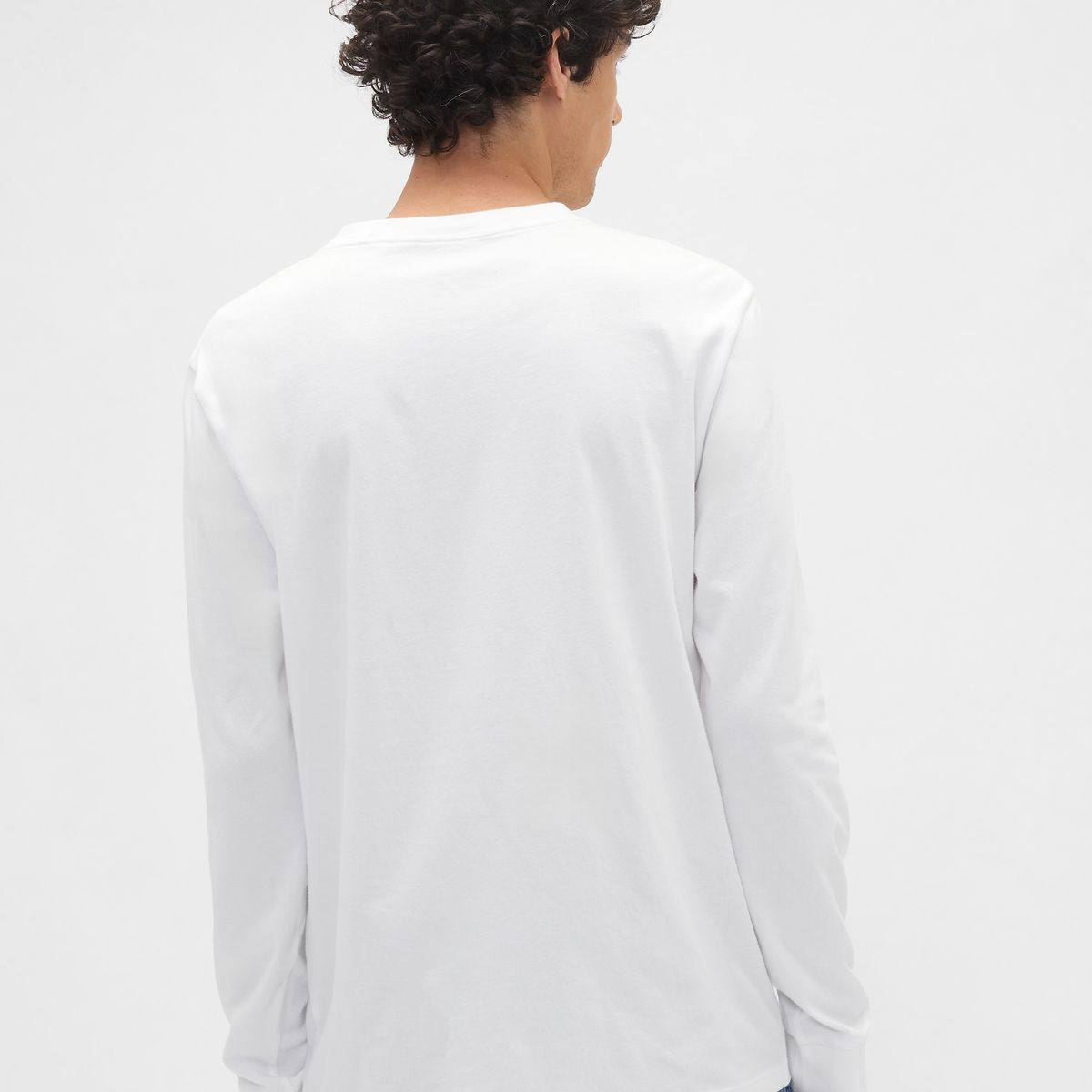 GAP - Polera Hombre Gap Manga Larga Crew Blanco