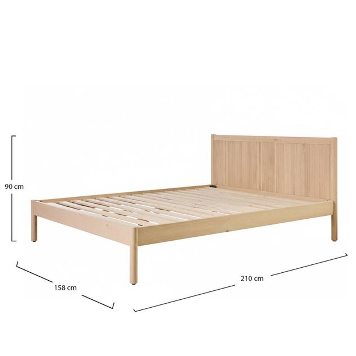 AMOBLE - Cama Leo Madera 2 Plazas Natural Amoble