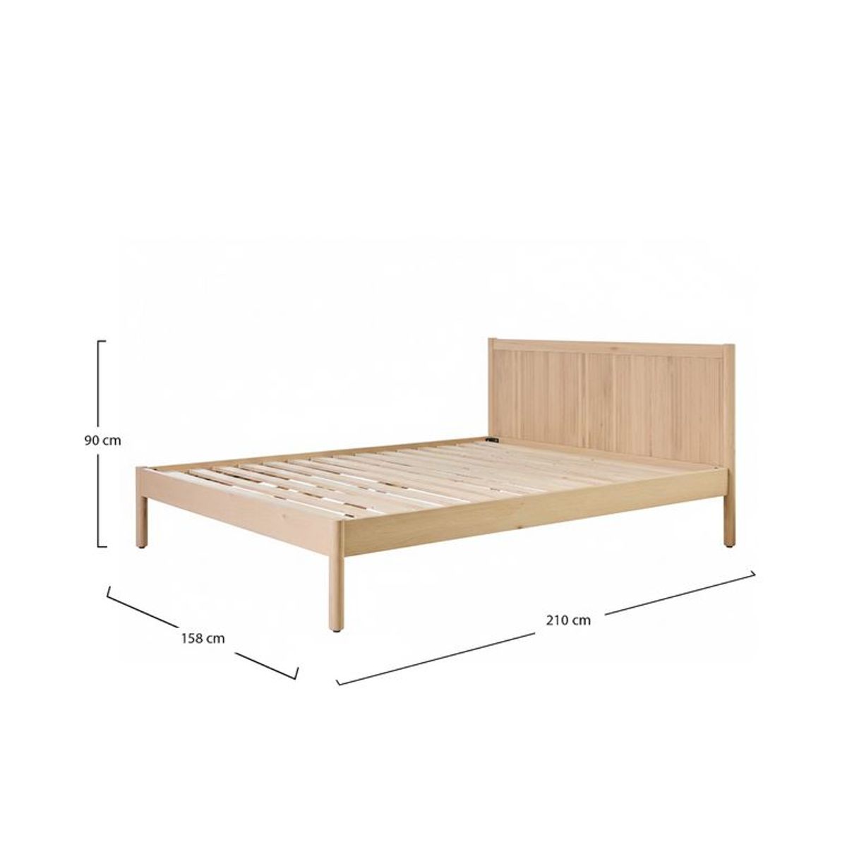 AMOBLE - Cama Leo Madera 2 Plazas Natural Amoble