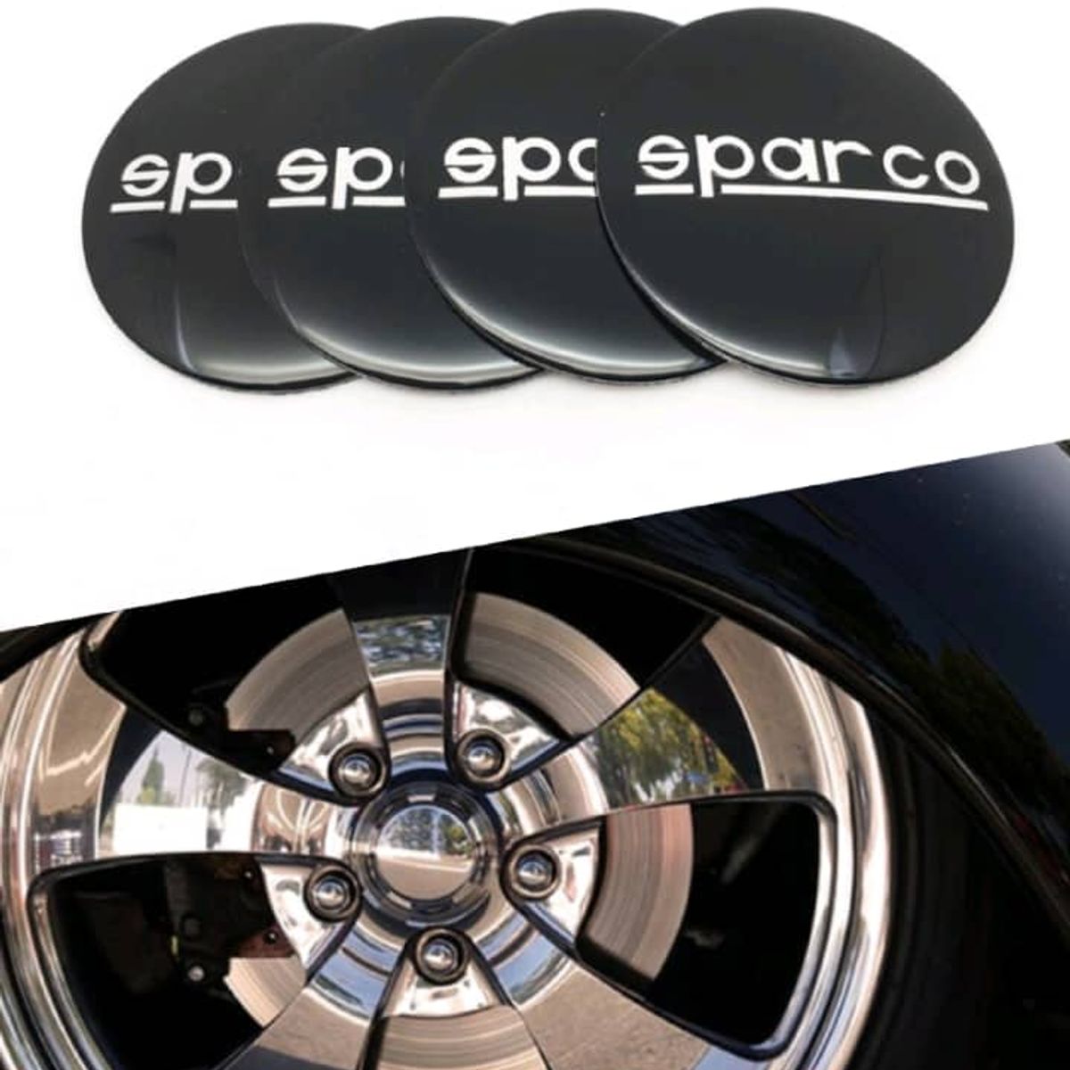 GENERICO - Set X4 Tapas centro de Llantas de autos 56mm universal sparco negro
