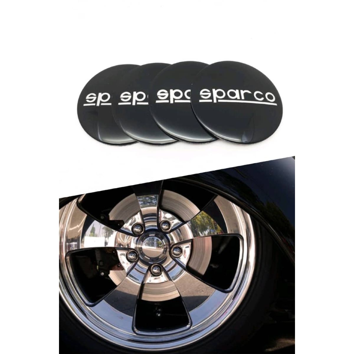 GENERICO - Set X4 Tapas centro de Llantas de autos 56mm universal sparco negro