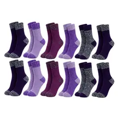 LIKE SHOP - Pack 12 Pares Calcetas De Lana Térmicos Gruesos Invierno Mujer 2098