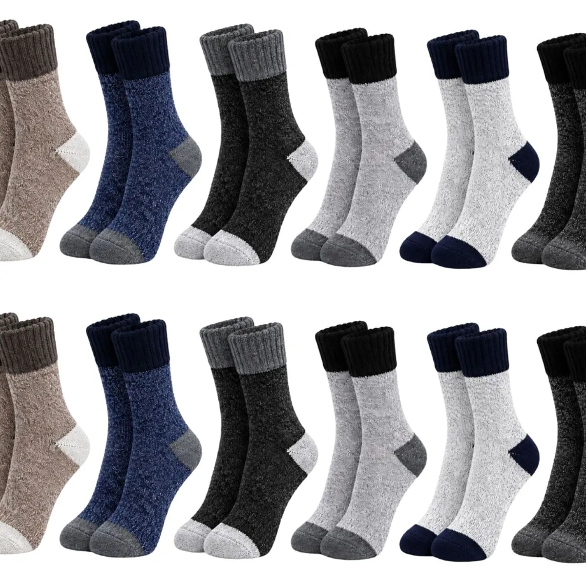 LIKE SHOP - Pack 12 Pares Calcetas De Lana Térmicos Gruesos Invierno Hombre 2142