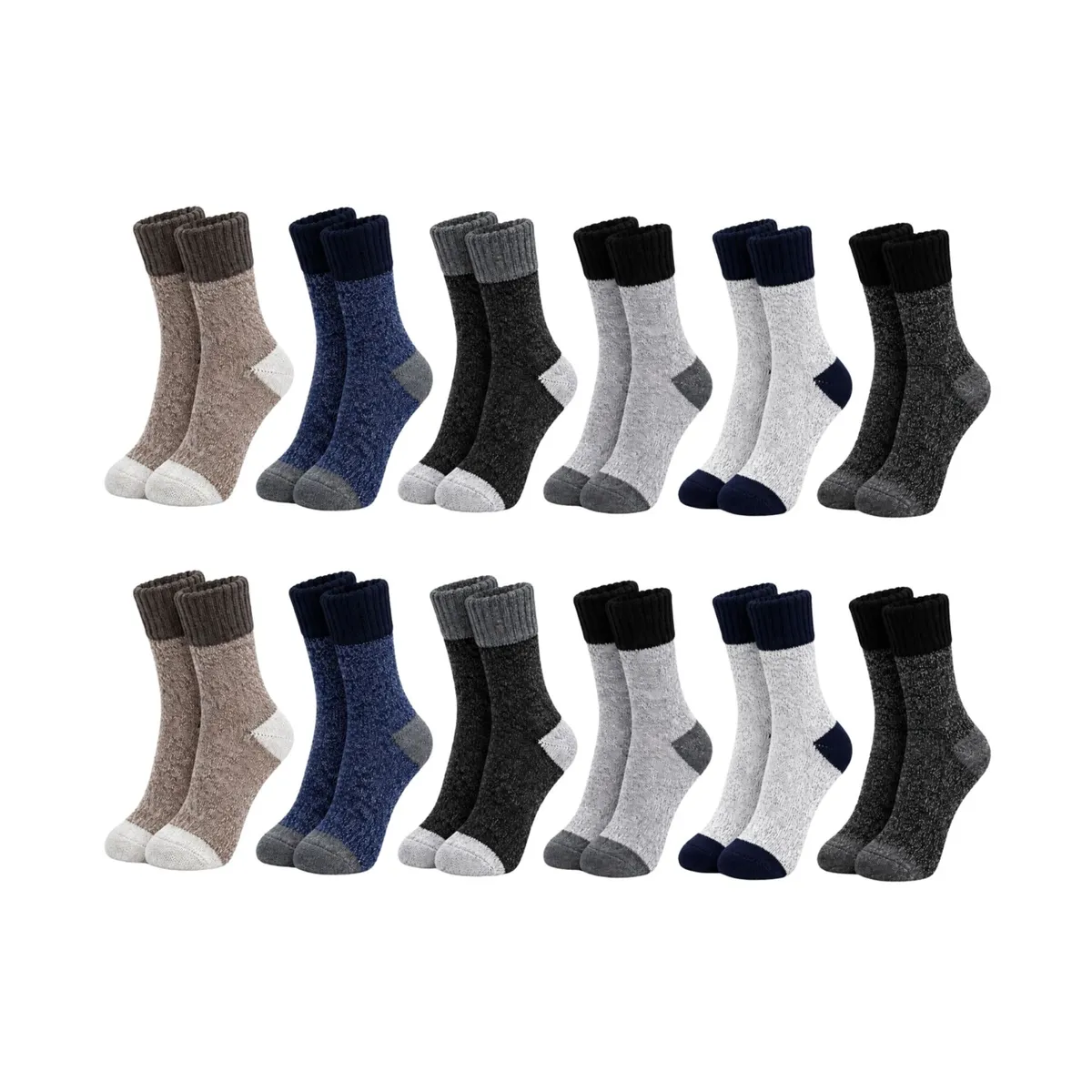 LIKE SHOP - Pack 12 Pares Calcetas De Lana Térmicos Gruesos Invierno Hombre 2142