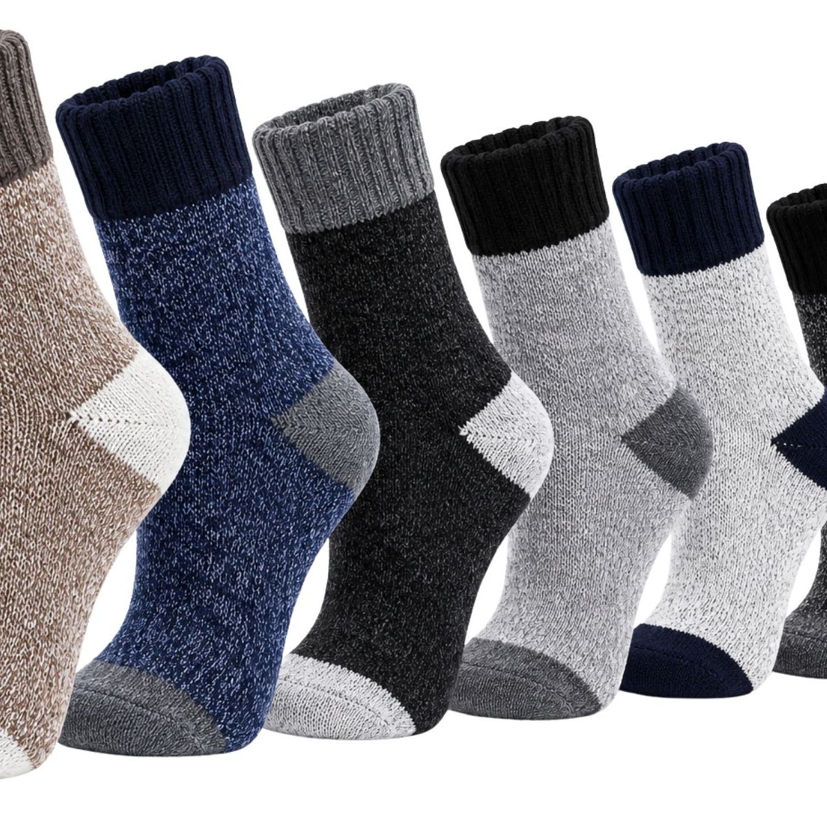 LIKE SHOP - Pack 12 Pares Calcetas De Lana Térmicos Gruesos Invierno Hombre 2142