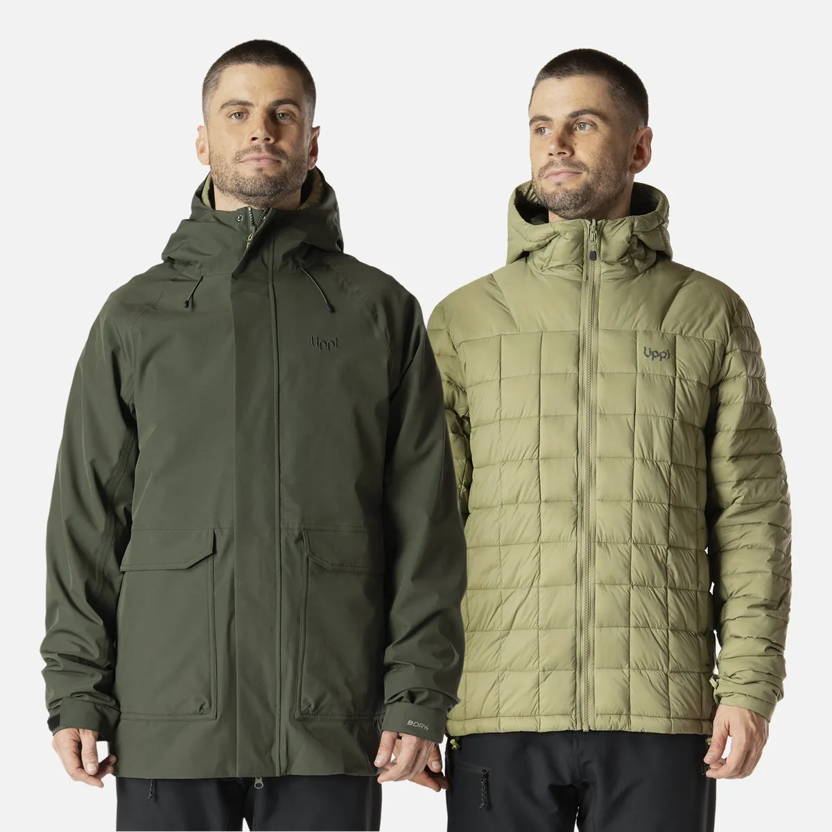 LIPPI - Chaqueta Hombre Hicken Fusion-3 B-Dry Hoody Jacket Verde Militar Lippi