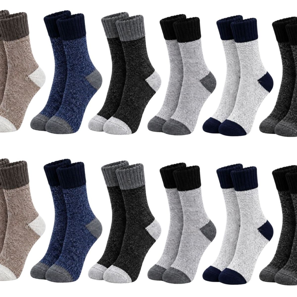 LOOK SHOP - Pack 12 Pares Calcetas De Lana Térmicos Gruesos Invierno Hombre 2142