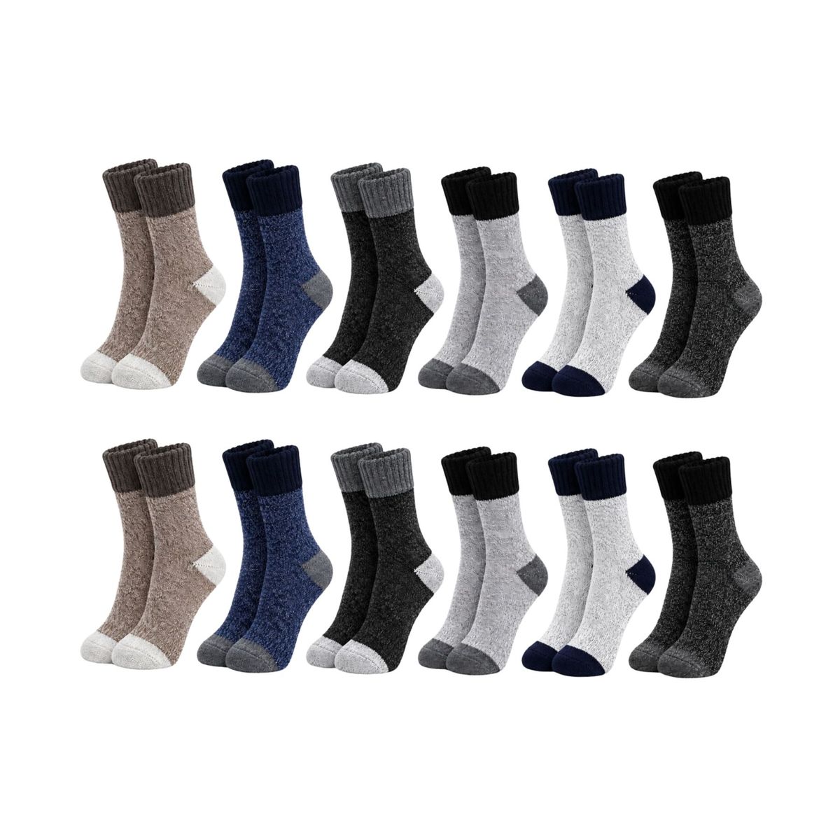 LOOK SHOP - Pack 12 Pares Calcetas De Lana Térmicos Gruesos Invierno Hombre 2142