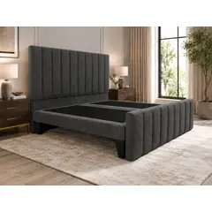 GENERICO - Cama 2 Plazas Turín Gris Grafito con Doble Respaldo – Diseño Moderno y Máximo Confort