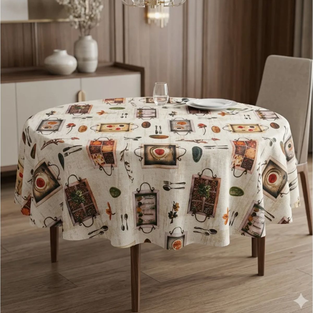 GENERICO - Mantel Redondo Impermeable Para Mesa De 150cm