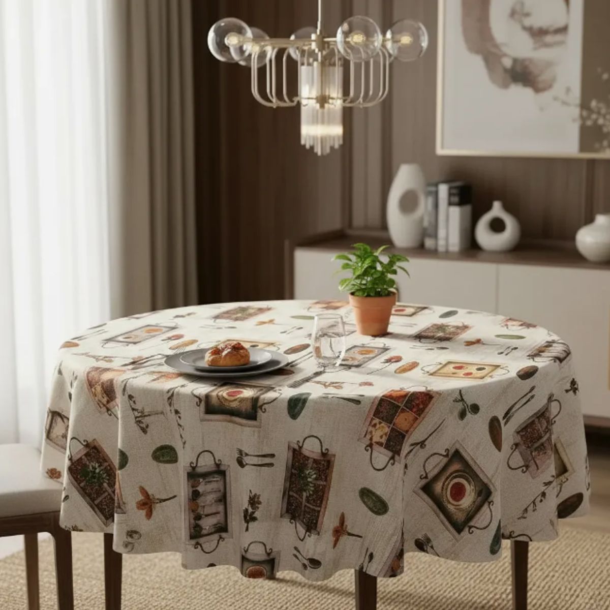 GENERICO - Mantel Redondo Impermeable Para Mesa De 150cm
