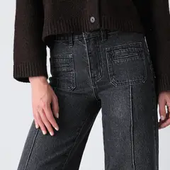 RAINDOOR - Pantalon Wide Leg Pocket Negro Mujer