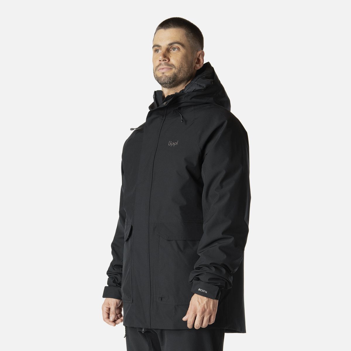 LIPPI - Chaqueta Hombre Hicken Fusion-3 B-Dry Hoody Jacket Negro Lippi