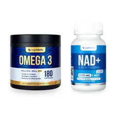 SUPLIDAILY - Kit Bienestar: Omega 3 Alta Pureza 800 Epa 400 Dha 180 Caps + Nad+ Resveratrol 90 Caps Energía