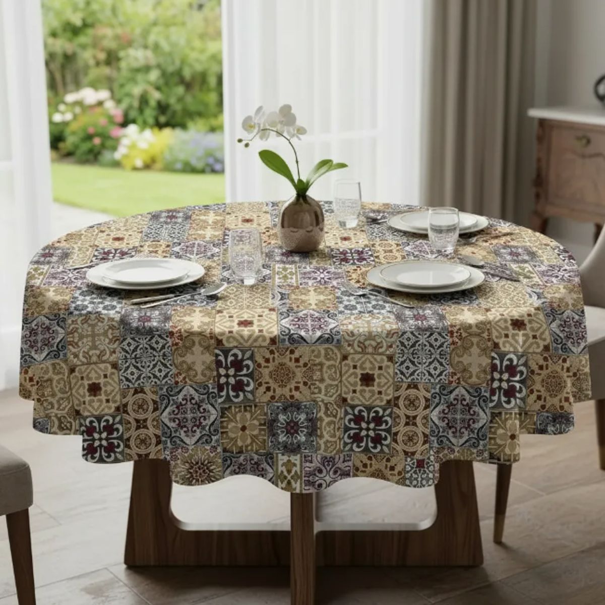 GENERICO - Mantel Redondo Impermeable Para Mesa De 150cm