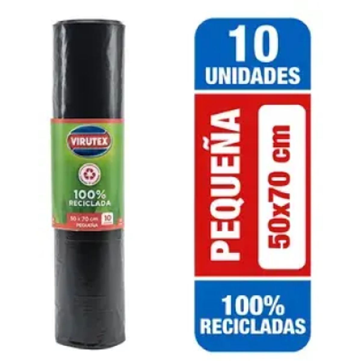 VIRUTEX - Bolsa Basura Virutex 50x70 Cm X10 Uds Pequeña Color Negro