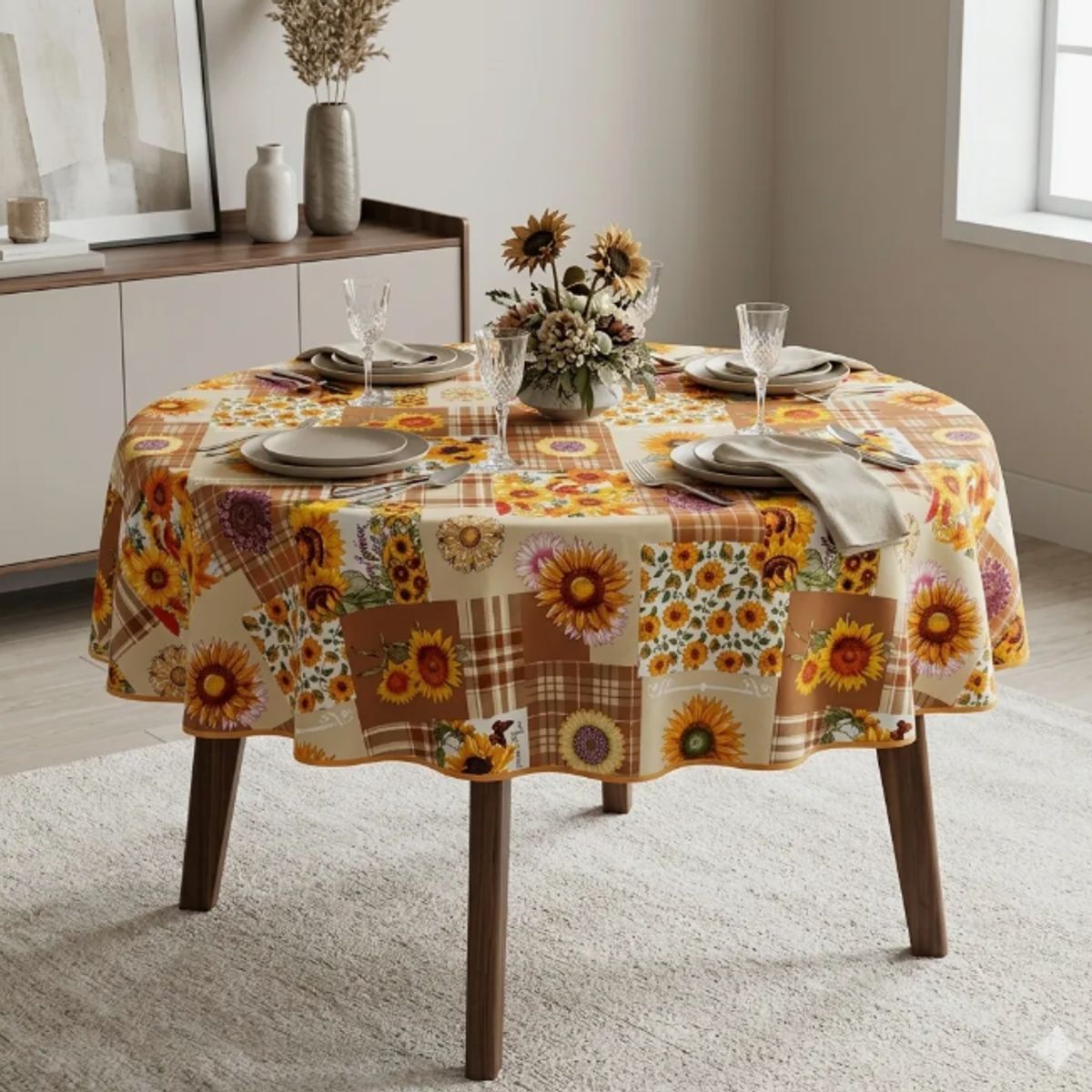 GENERICO - Mantel Redondo Impermeable Para Mesa De 150cm