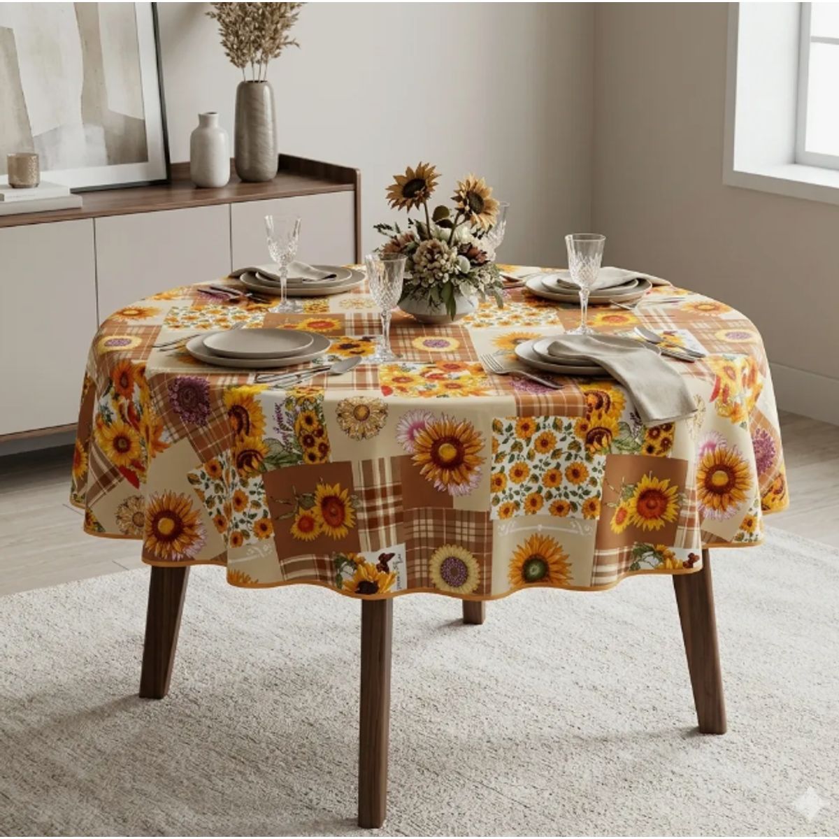 GENERICO - Mantel Redondo Impermeable Para Mesa De 150cm