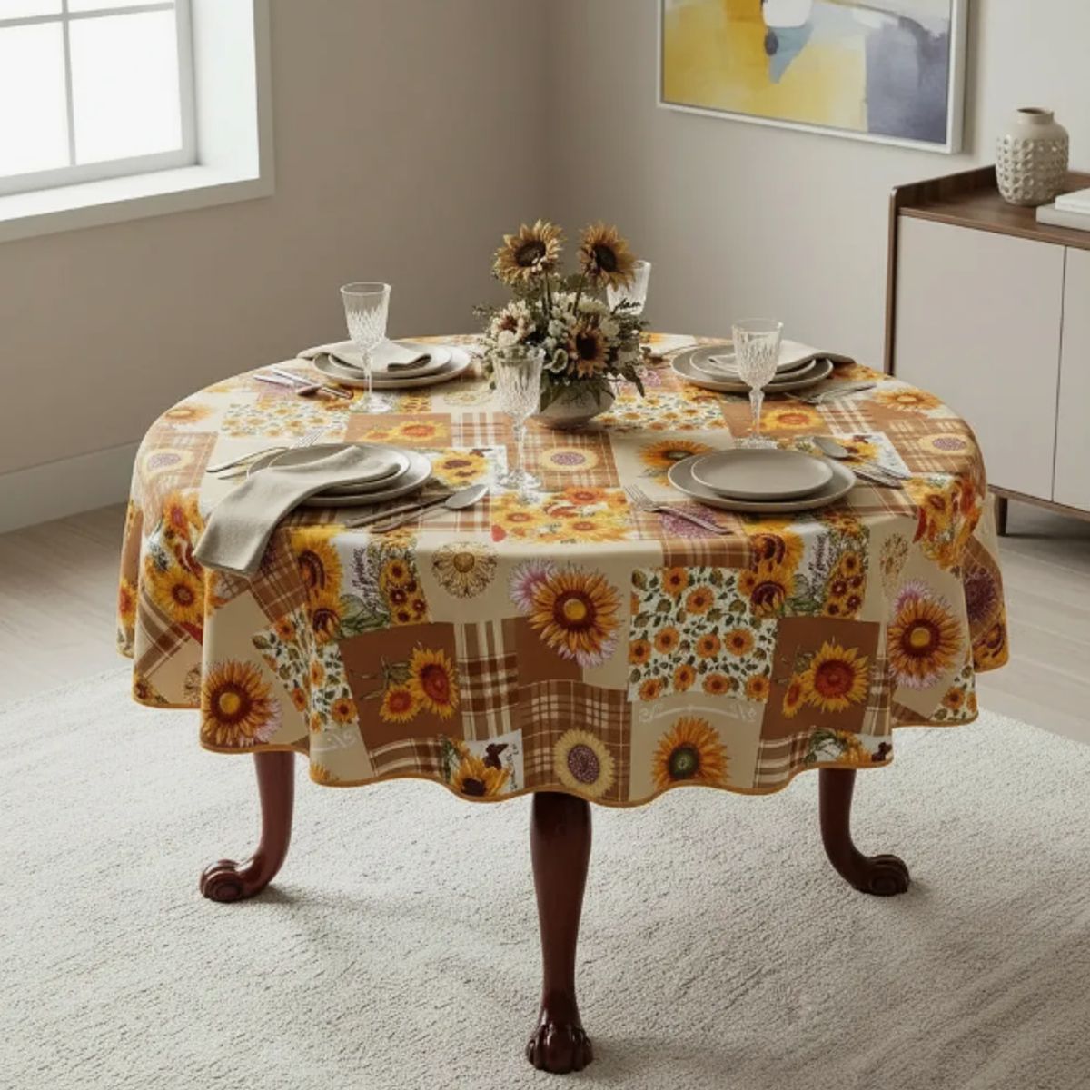 GENERICO - Mantel Redondo Impermeable Para Mesa De 150cm