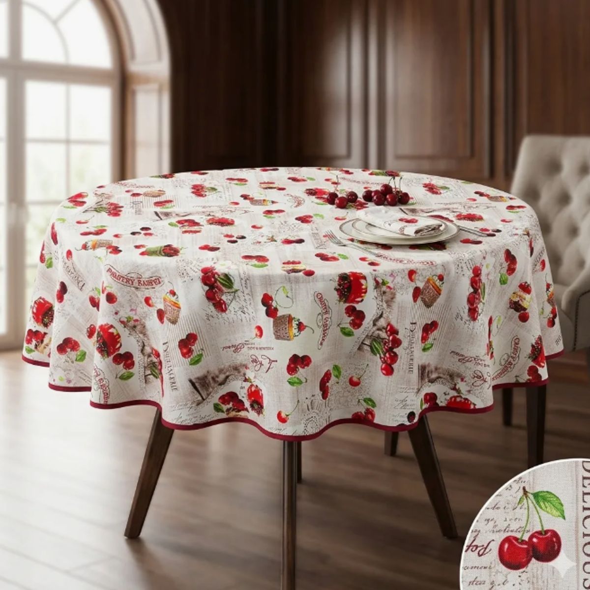 GENERICO - Mantel Redondo Impermeable Para Mesa De 150cm