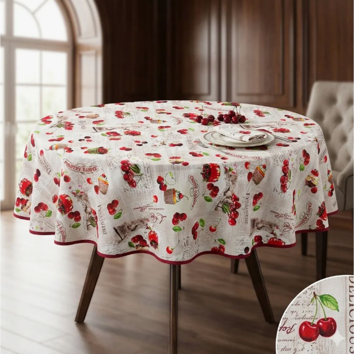 GENERICO - Mantel Redondo Impermeable Para Mesa De 150cm