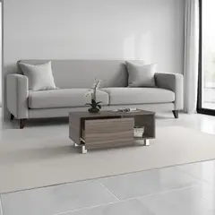 TUHOME - Mesa De Centro 1 Cajón Torence Avellana 35,0x80,1x40,1 Cm
