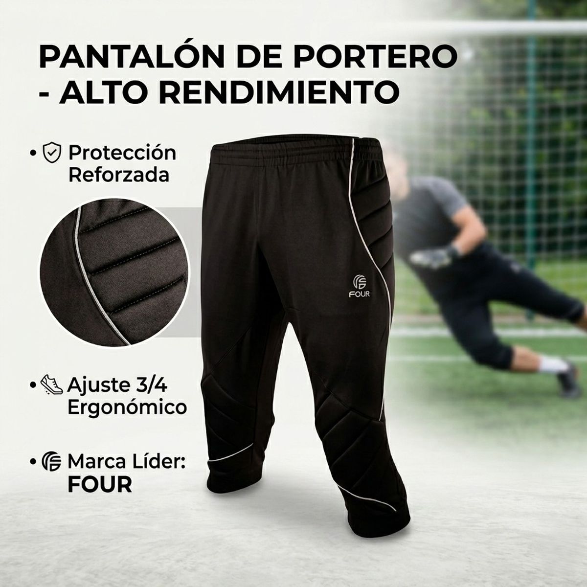 FOUR - Pantalón Arquero Capri Four Con Protecciones Acolchadas