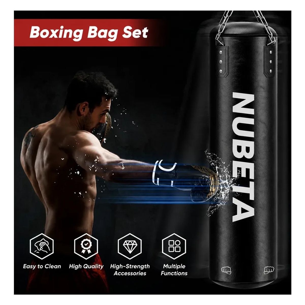 EVERSO - Guantes De Boxeo+juego De Ejercicios Con Sacos De Arena