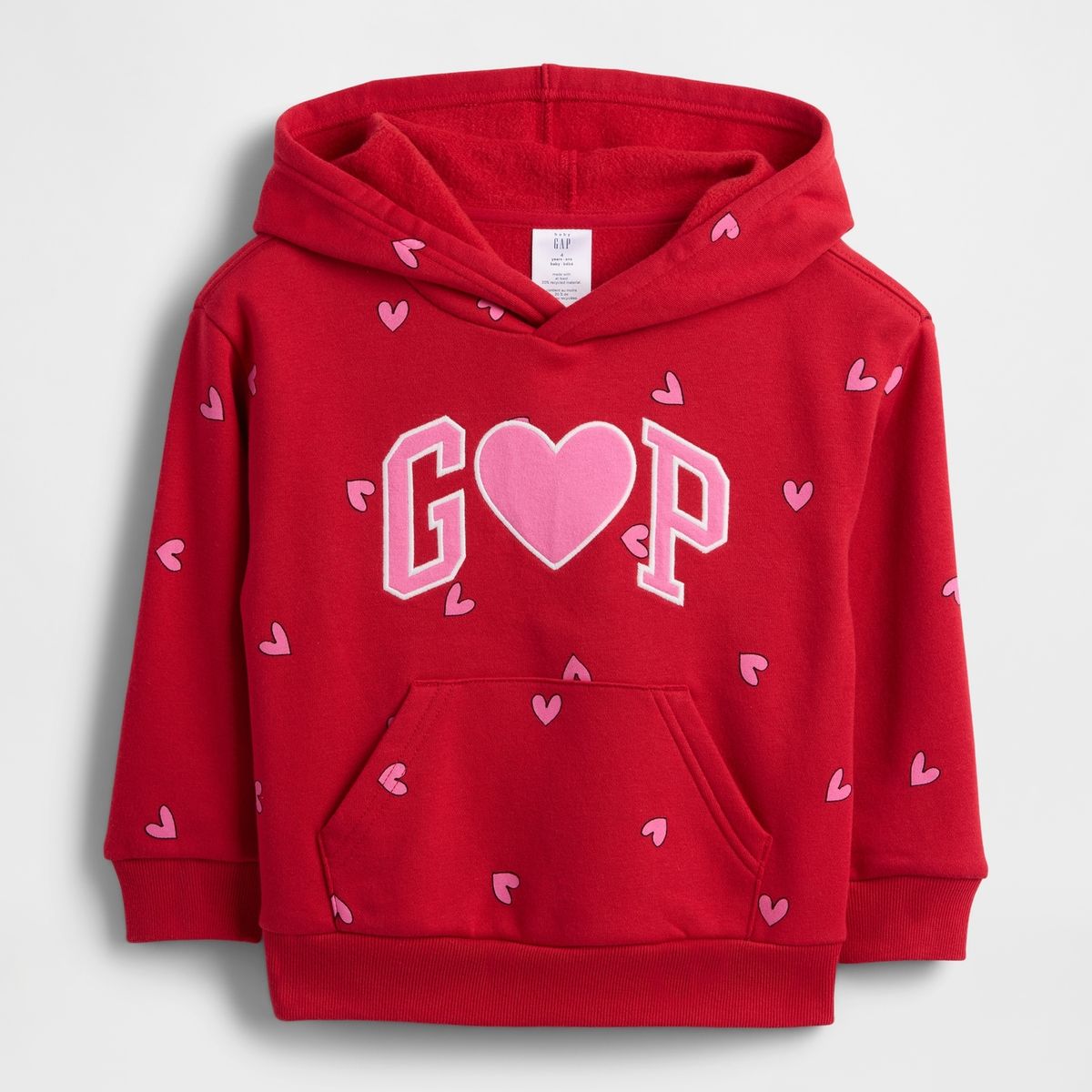 GAP - Polerón Toddler Niña Gap Con Gorro Sin Cierre Rojo