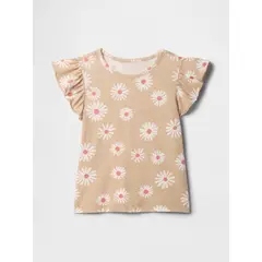 GAP - Polera Toddler Niña Print Vuelos Manga Corta Beige