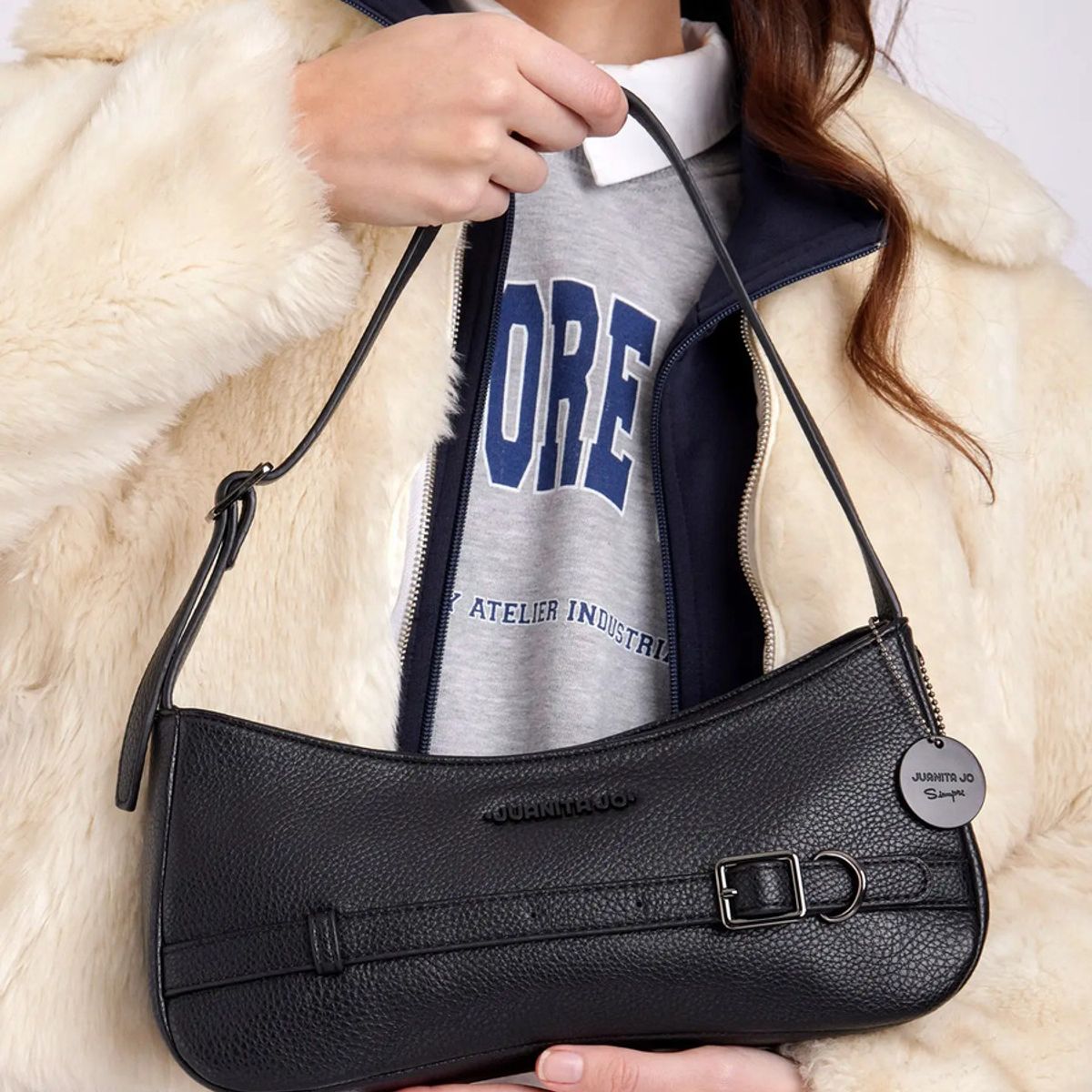 JUANITA JO - Cartera Mujer Baguette Dallas Negra