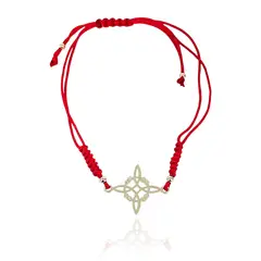 COGGIOLA - Pulsera Nudo De Bruja Plata Fina 925 Cordón Rojo Nudo Serpiente Ajustable
