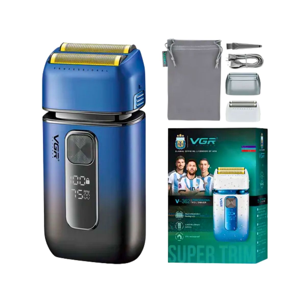 VGR - Afeitadora Shaver Vgr V-362 Eléctrica 2en1 Trimmer Color Azul
